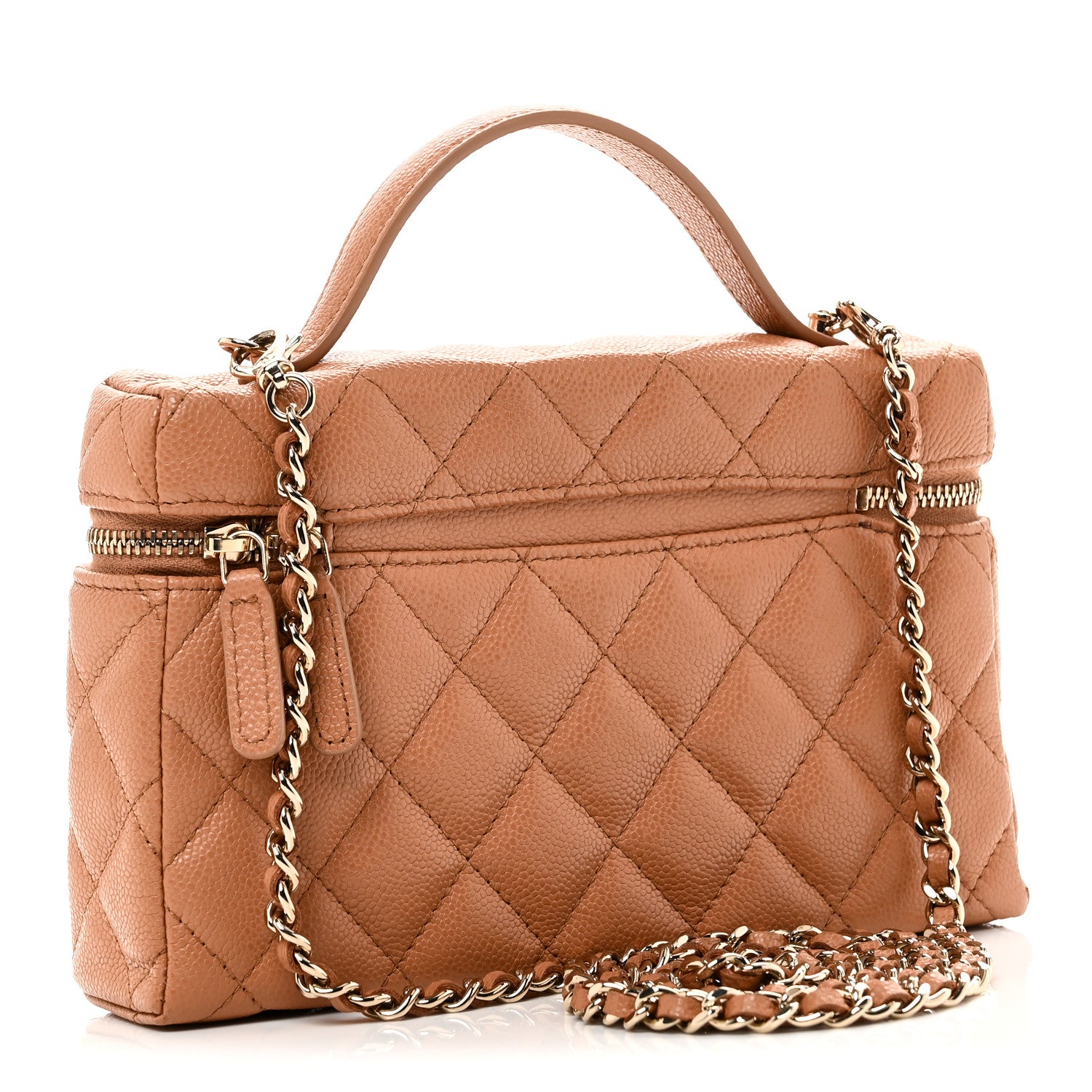 Chanel Caviar Quilted Top Handle Slim Vanity With Chain Brown 3 of 10
