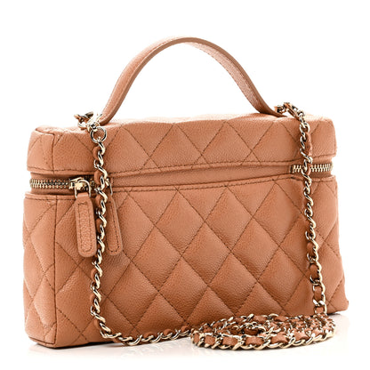 Chanel Caviar Quilted Top Handle Slim Vanity With Chain Brown 3 of 10