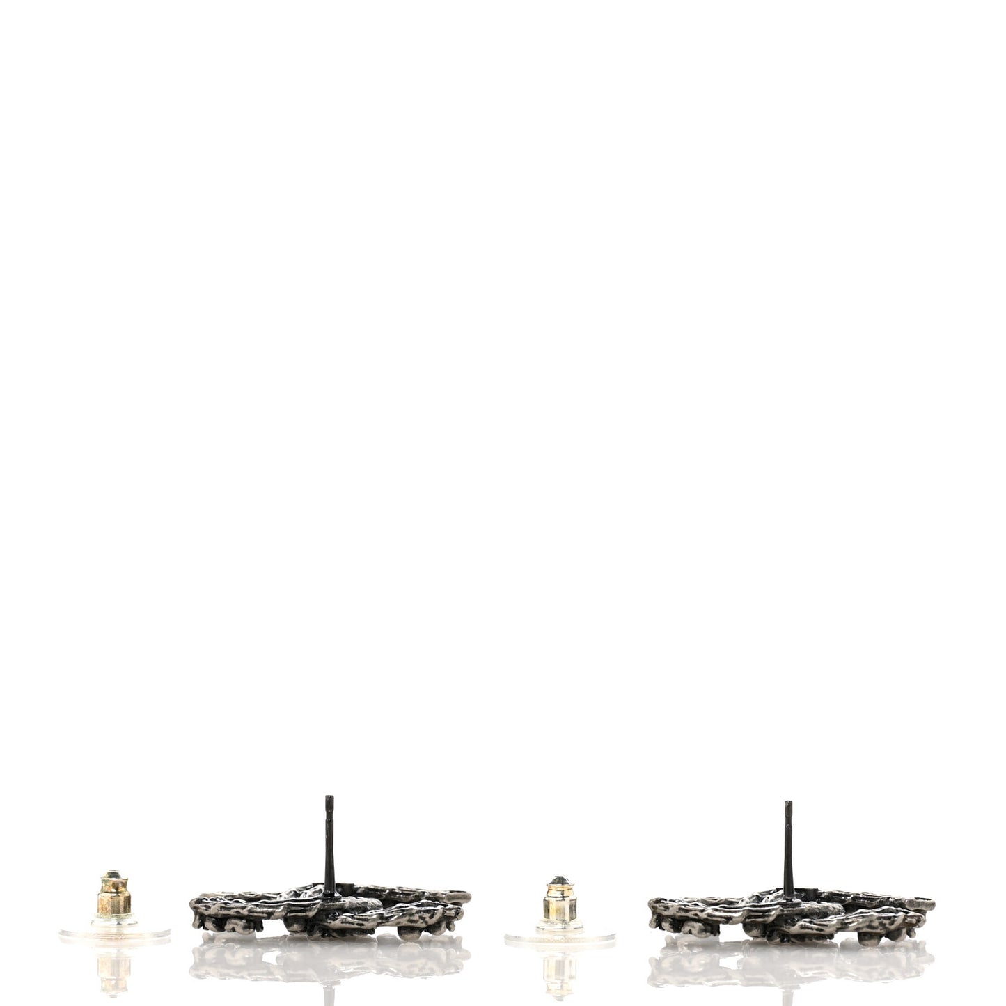 Crystal Ruthenium CC Camelia Earrings Black