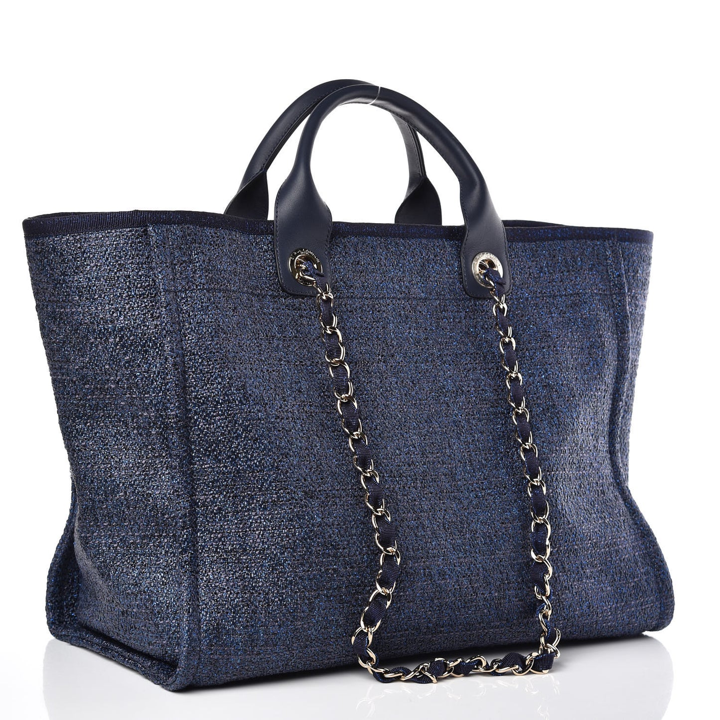 Woven Straw Raffia Large Deauville Tote Blue