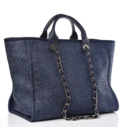 Chanel Woven Straw Raffia Large Deauville Tote Blue 3 of 11