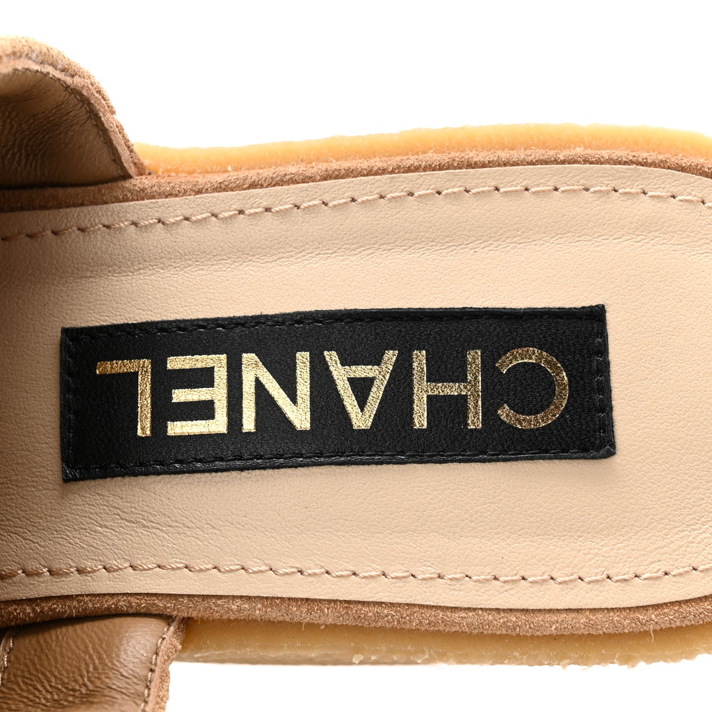 Suede Calfskin Lambskin Quilted CC Mules 40 Beige Black