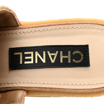 Chanel Suede Calfskin Lambskin Quilted CC Mules 40 Beige Black 8 of 10