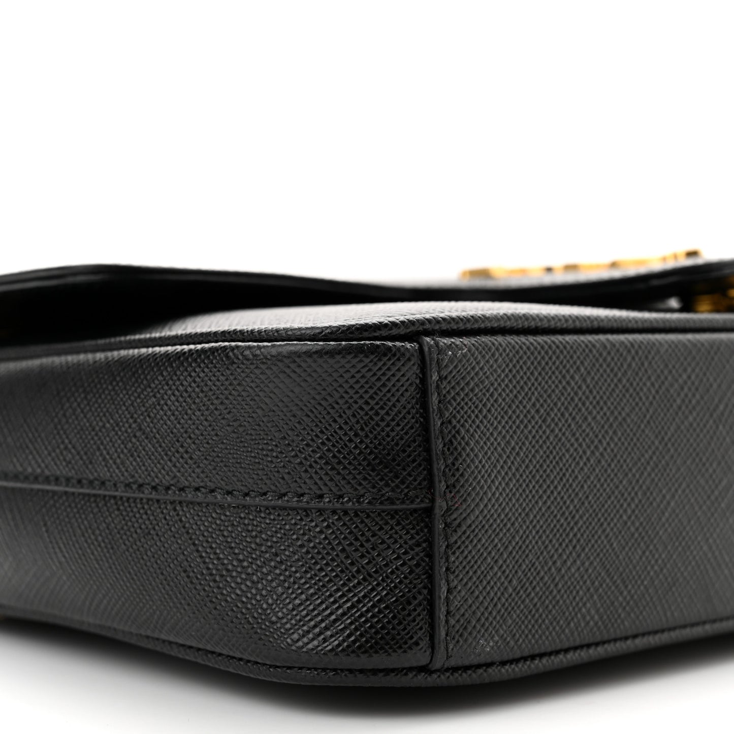 Saffiano Flap Shoulder Bag Black