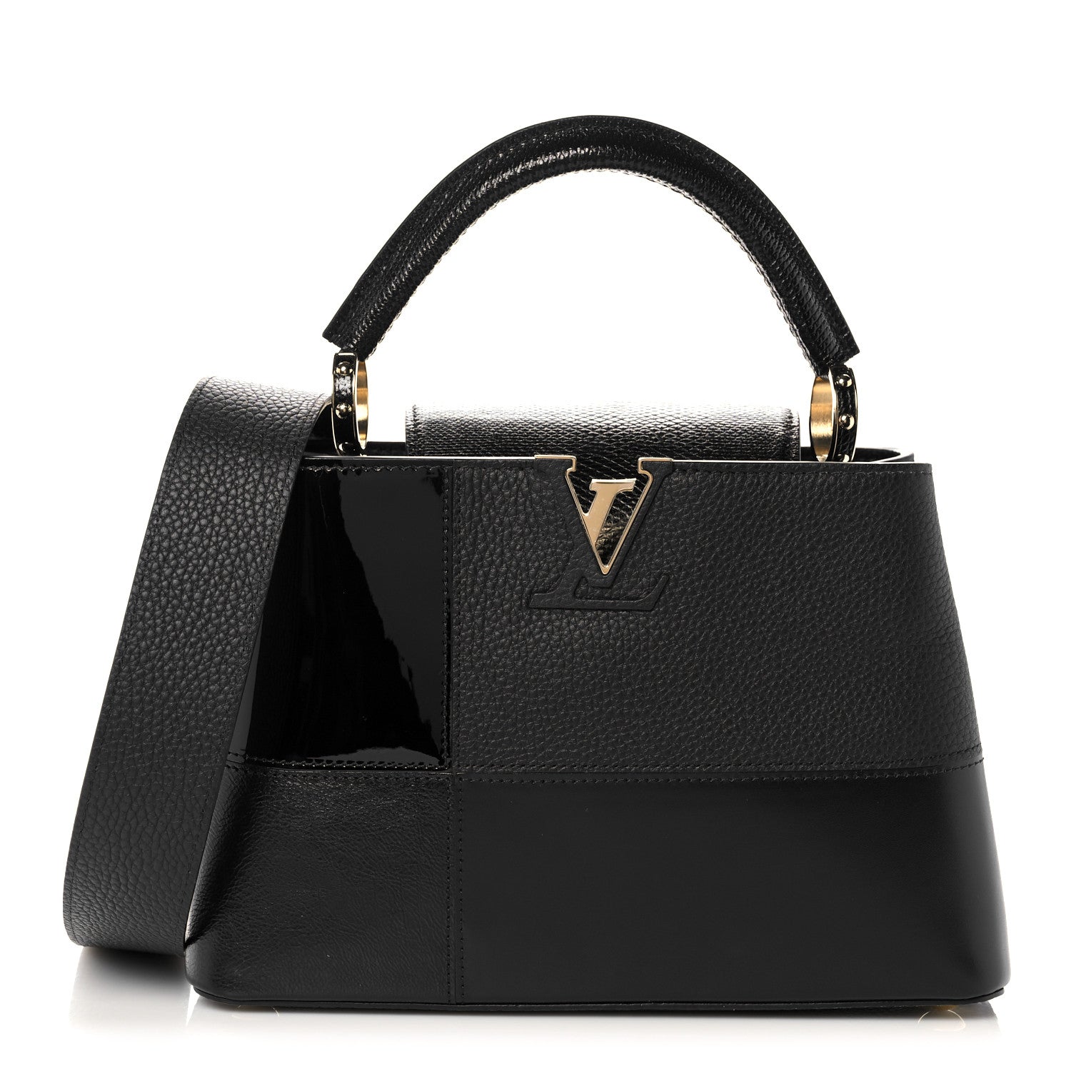 Louis Vuitton Taurillon Calfskin Karung Patchwork Capucines BB Black 1 of 9