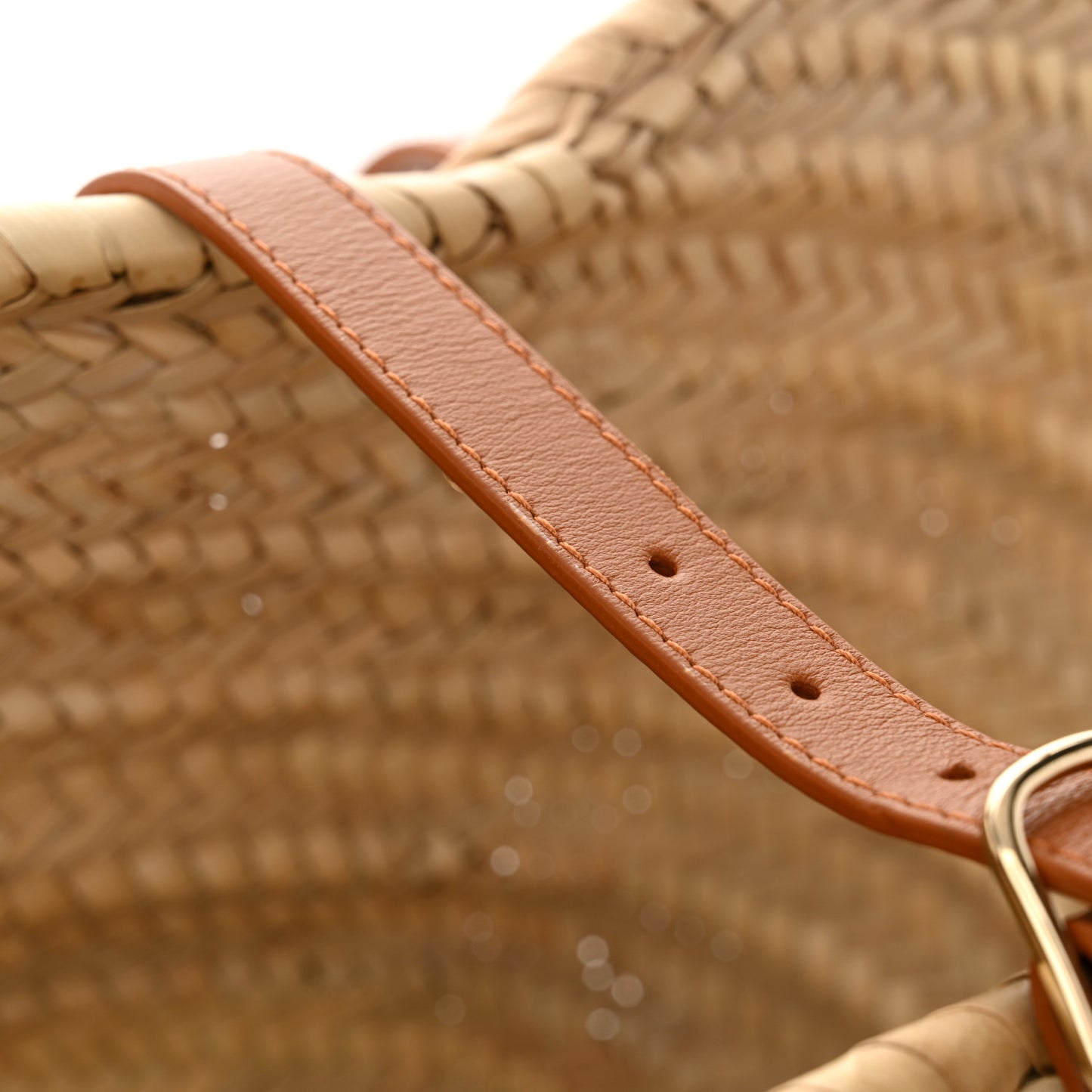 Raffia Smooth Calfskin Medium Sense Basket Caramel