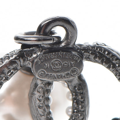 Chanel Ruthenium CC Pearl Drop Earrings 4 of 6