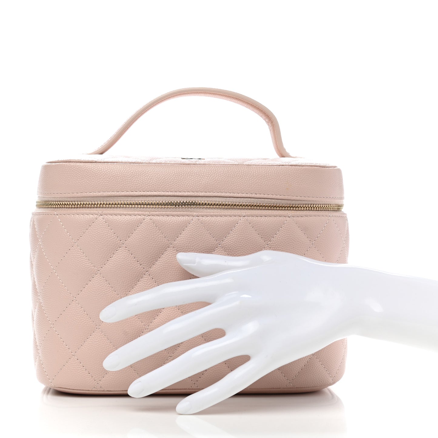 Caviar Quilted Large Vanity Pouch Light Pink