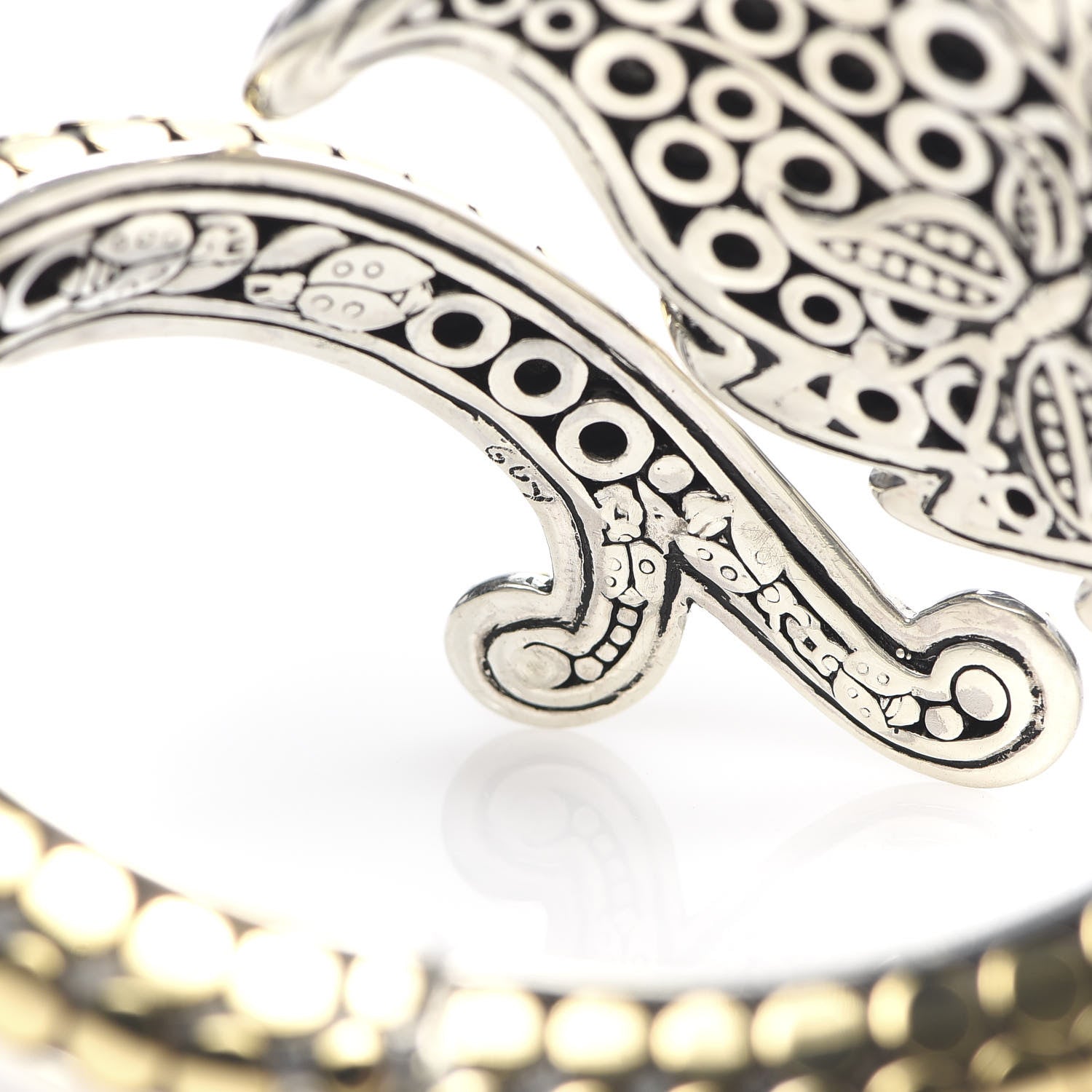 John Hardy Sterling Silver 18K Yellow Gold Ayu Dot Leaf Cuff Bracelet 4 of 6