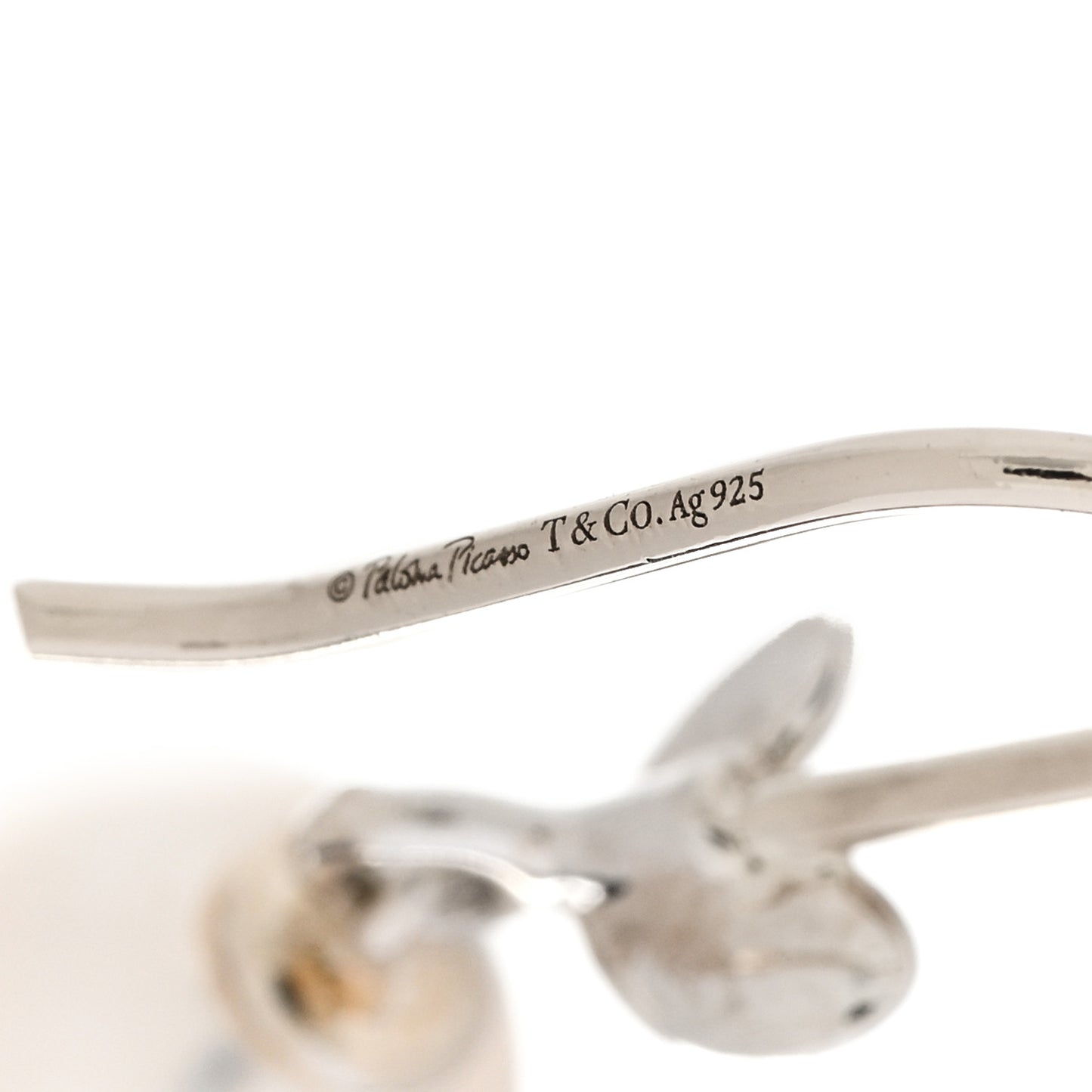 Sterling Silver Pearl Paloma Picasso Olive Leaf Drop Earrings