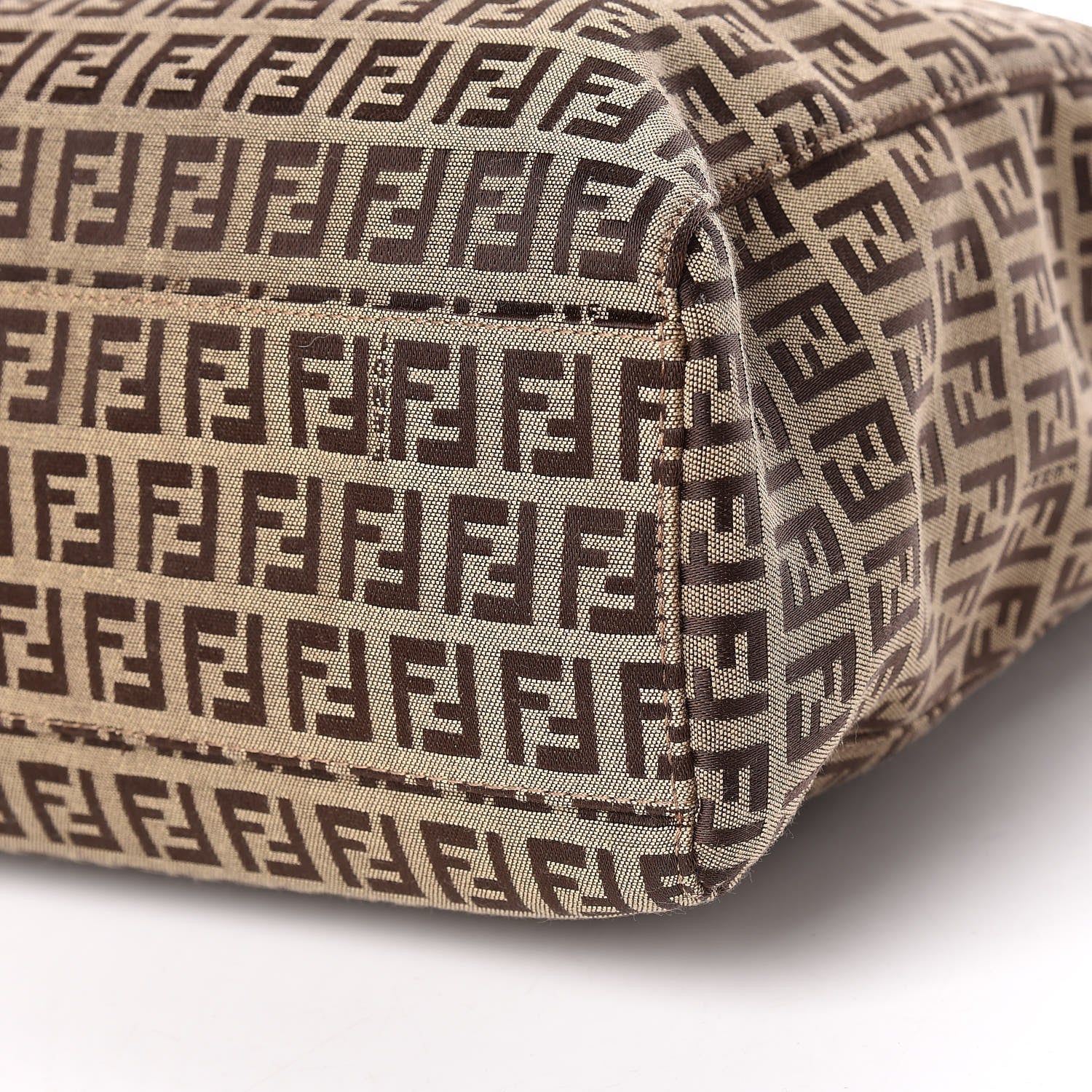 Fendi Zucchino Vitello Tote Mogano Panna Bruciato 10 of 14