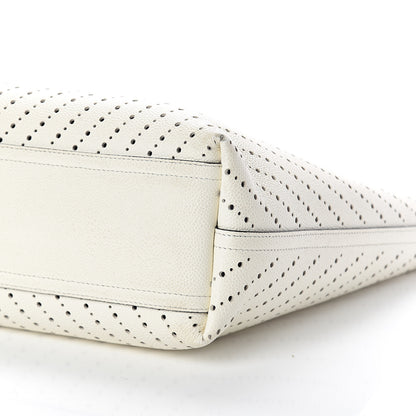 Chanel Perforated Grained Calfskin Shopping Tote White 10 of 10