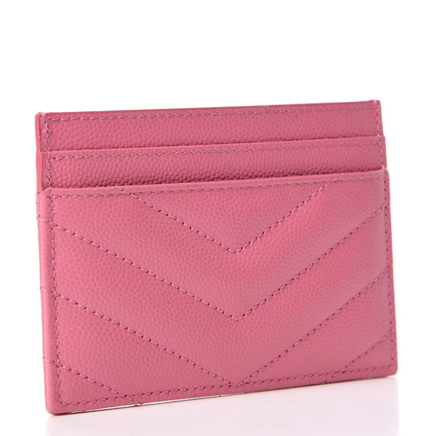 Grain De Poudre Matelasse Chevron Monogram Credit Card Case Indian Pink