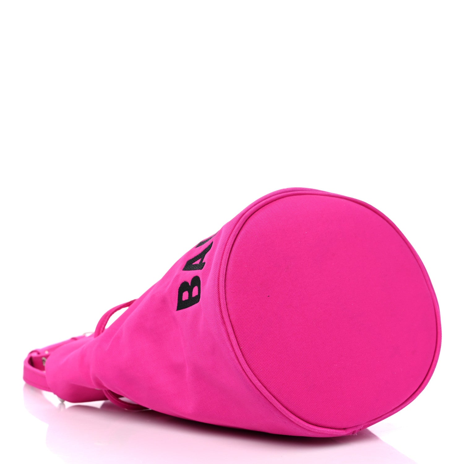Balenciaga Recycled Sport Nylon Logo Embroidered Wheel Drawstring Bucket Bag XS Fuchsia Black 4 of 9