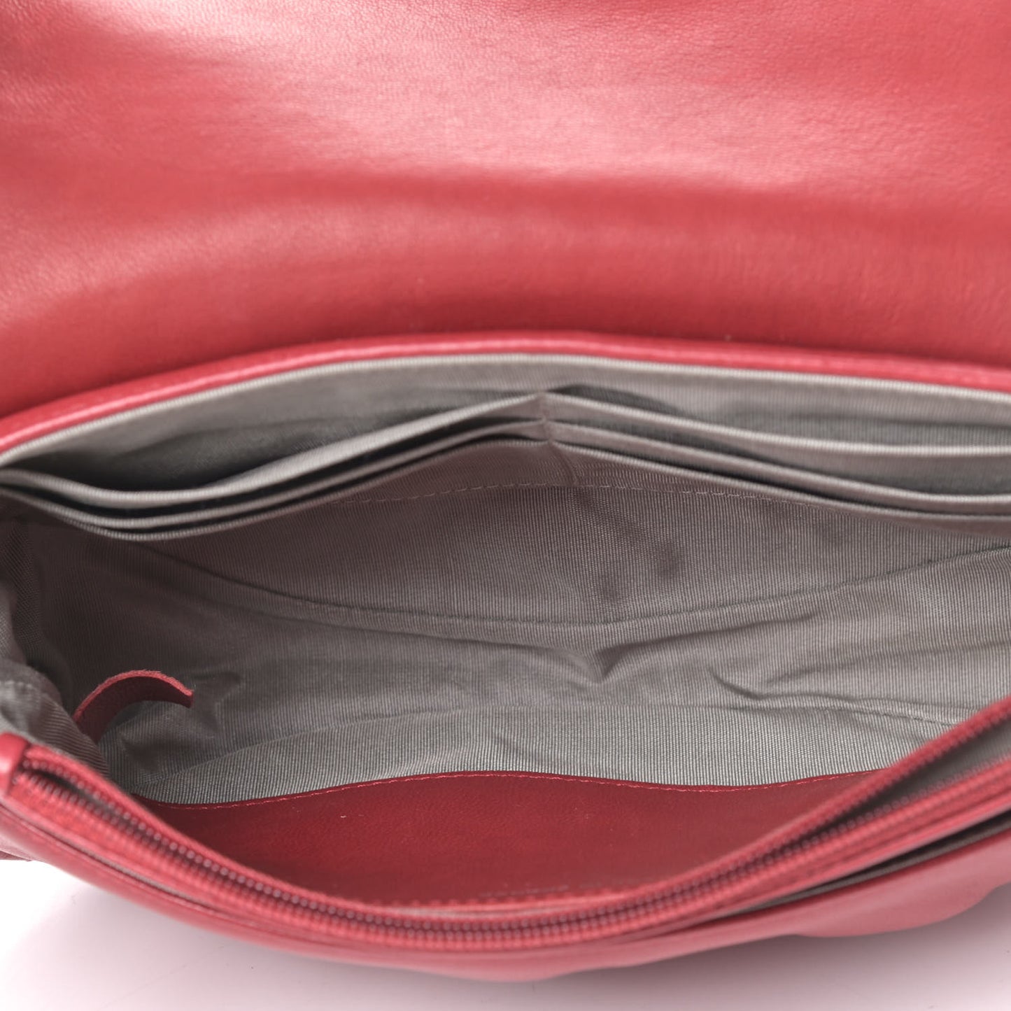 Lambskin Half Moon Wallet On Chain WOC Red