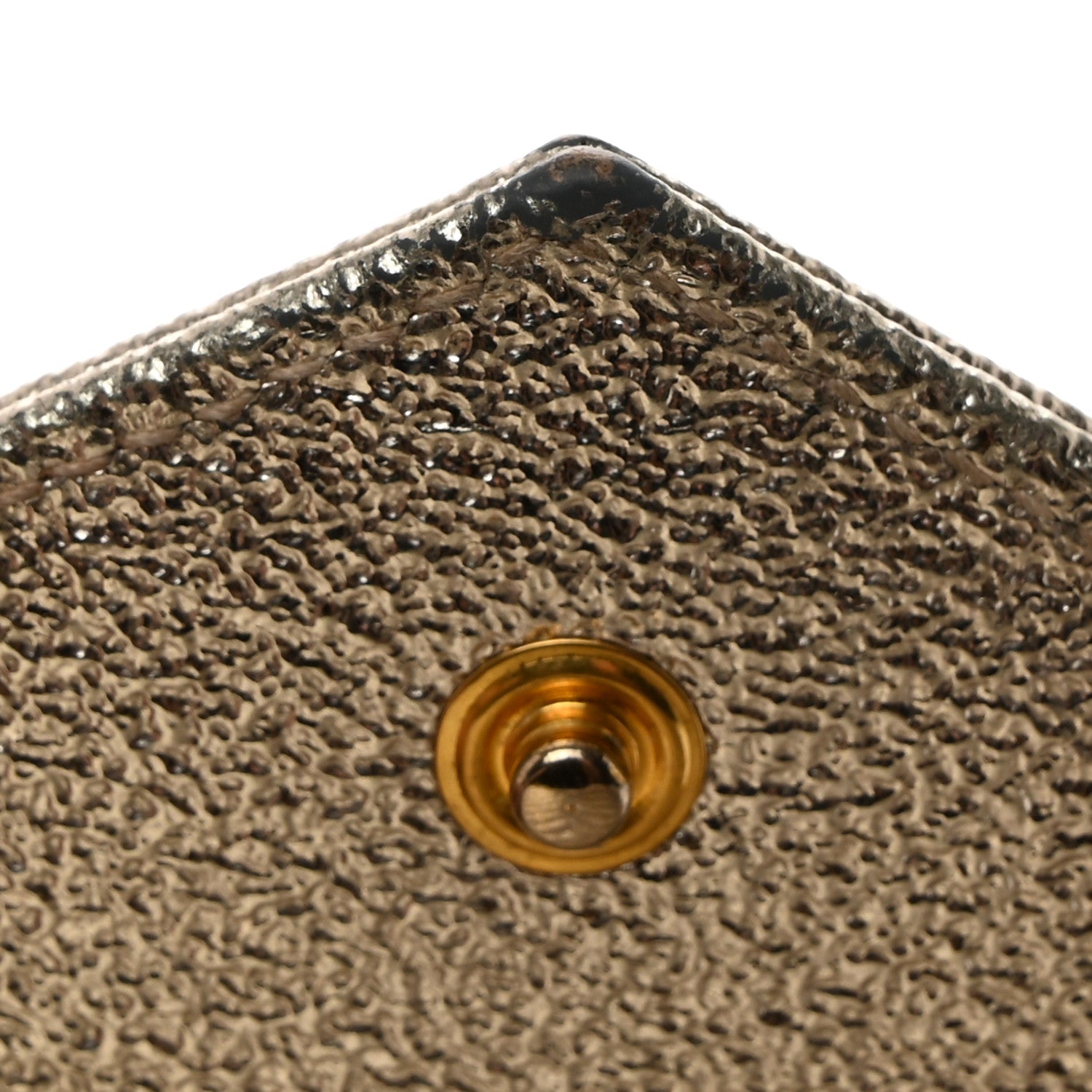 Saint Laurent Metallic Crackled Calfskin Matelasse Chevron Monogram Chain Wallet Gold 11 of 11