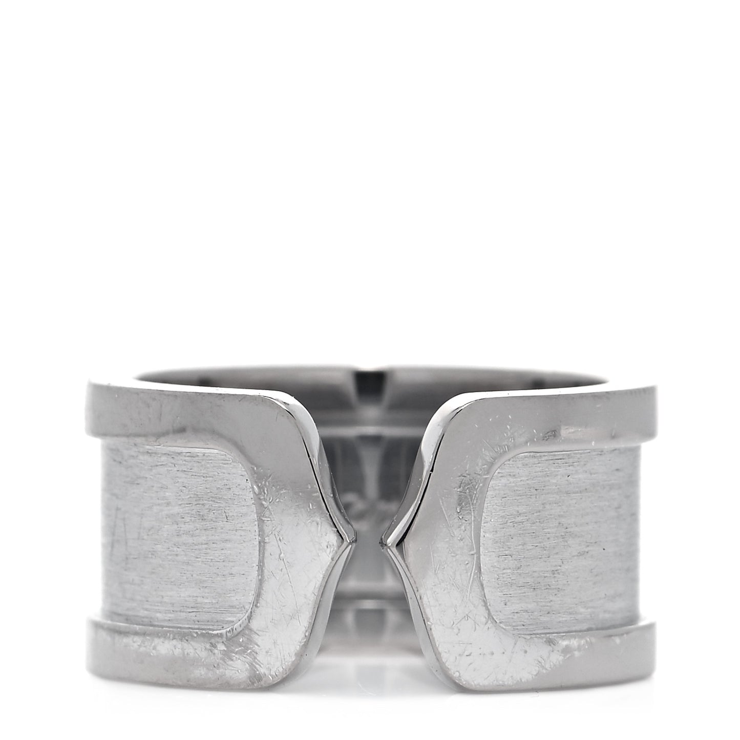 18K White Gold 10mm Logo De Cartier Ring 49 4.75
