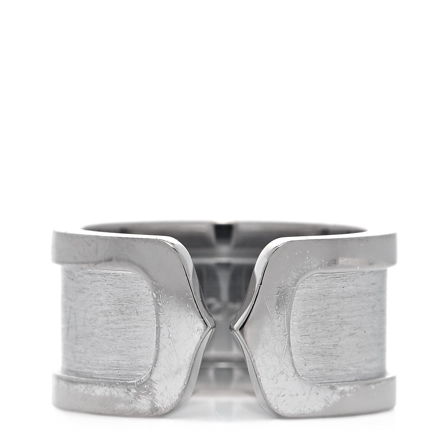 Cartier 18K White Gold 10mm Logo De Cartier Ring 49 4.75 1 of 8