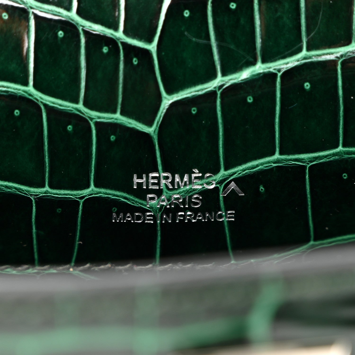 Hermes Shiny Porosus Crocodile Kelly Pochette Vert Cypress 7 of 19