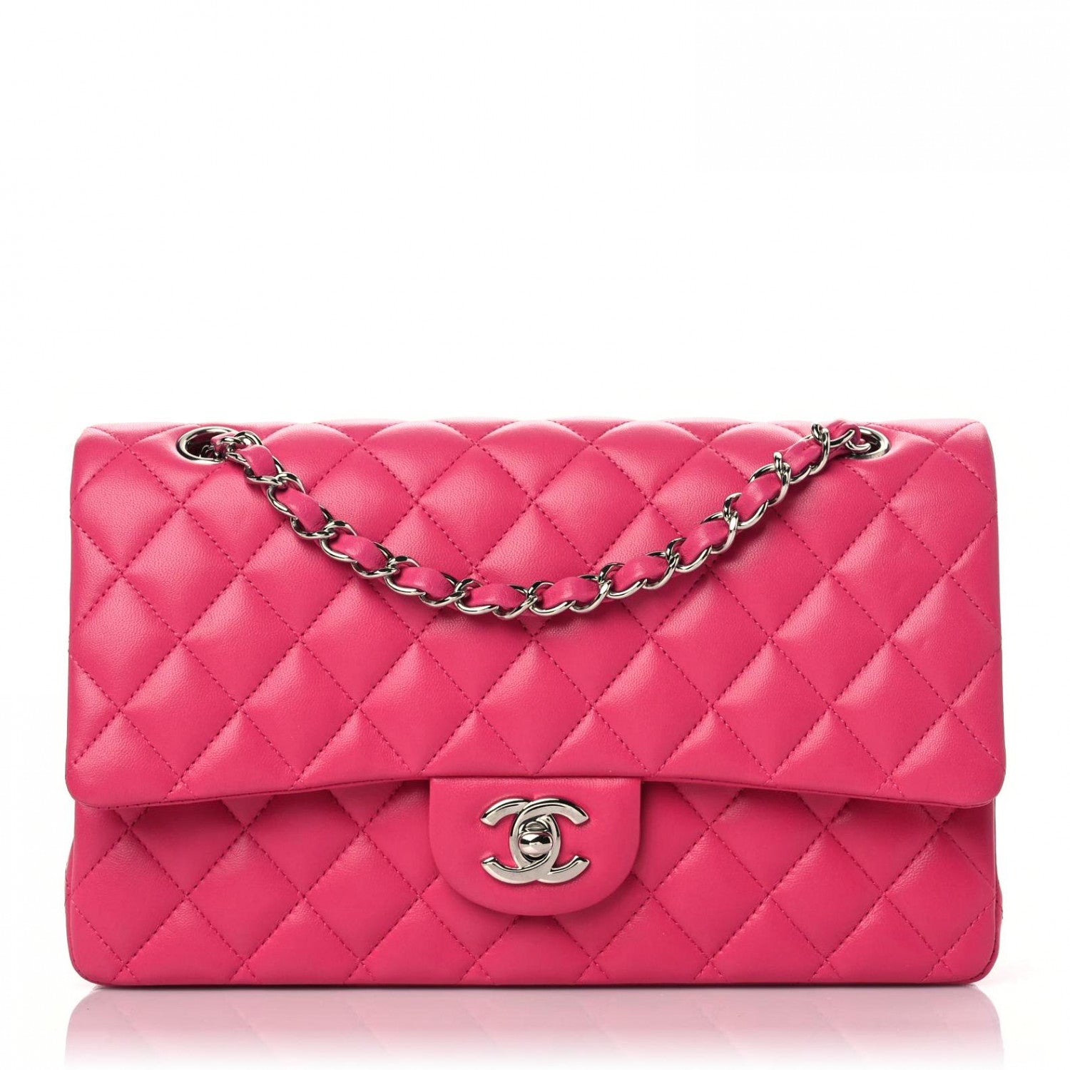 Chanel Lambskin Quilted Medium Double Flap Dark Pink 1 of 11