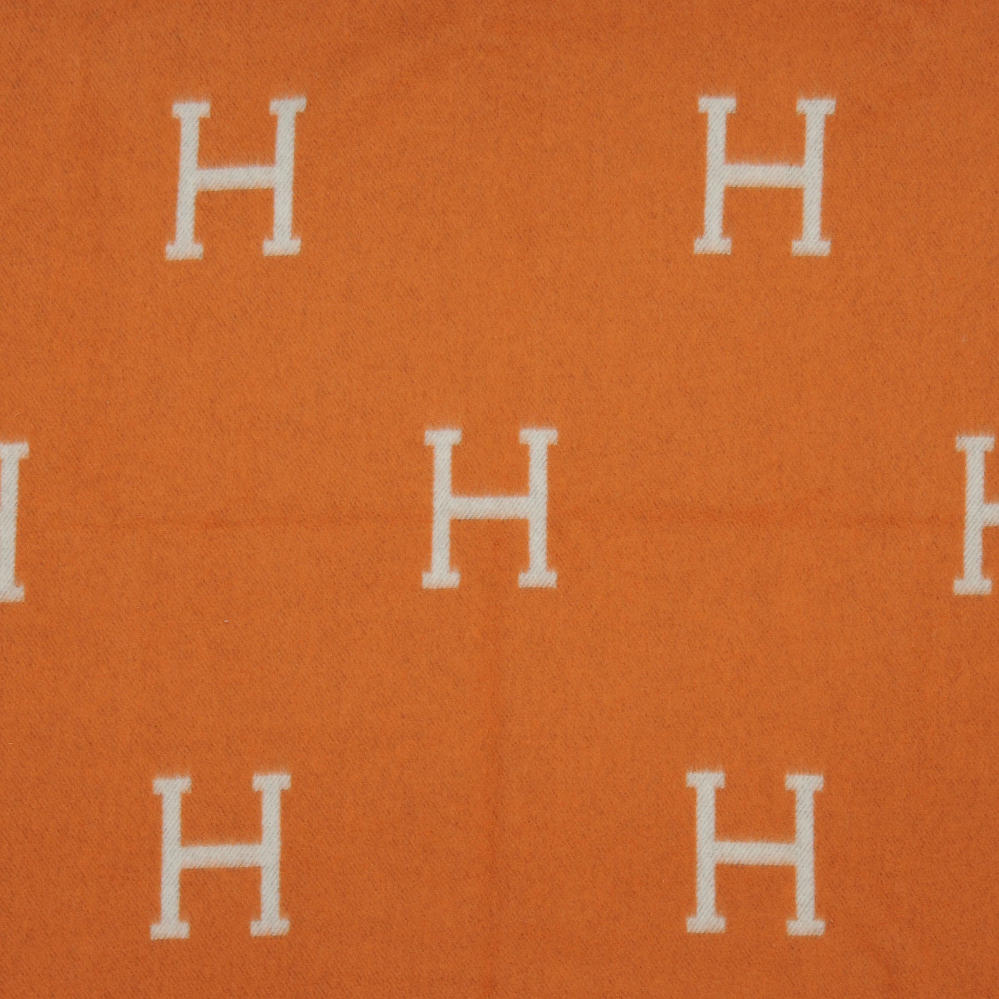Hermes Wool Cashmere Signature Avalon Blanket Orange 1 of 4