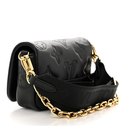 Louis Vuitton Calfskin Bubblegram Wallet On Strap Black 3 of 9