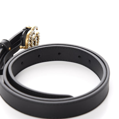 Gucci Calfskin Pearl Double G 20mm Belt 75 30 Black Cream 5 of 9