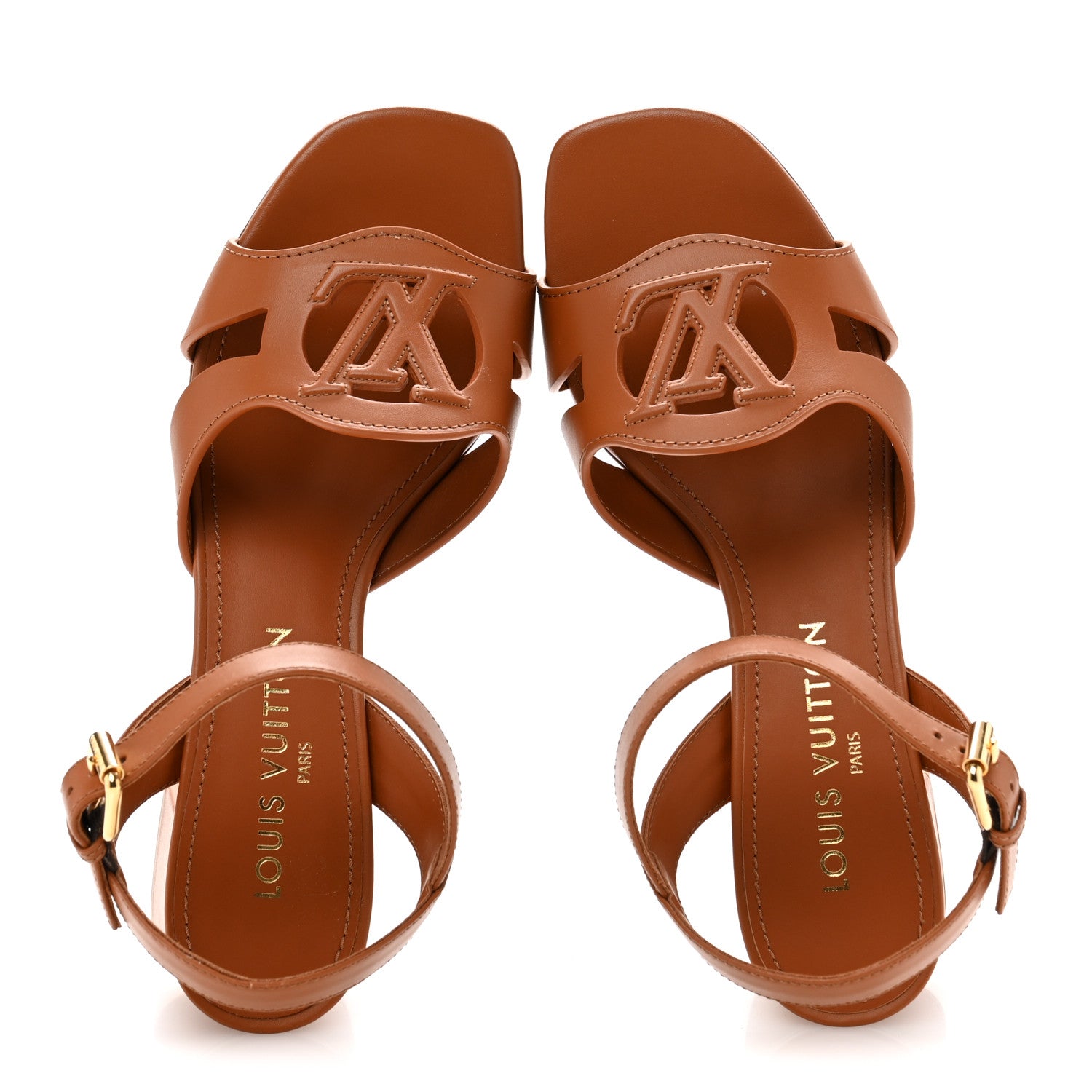 Louis Vuitton サンダル ブラウン 10cmヒール Louis Vuitton Calfskin LV Isola Sandals 39 Cognac 1735758