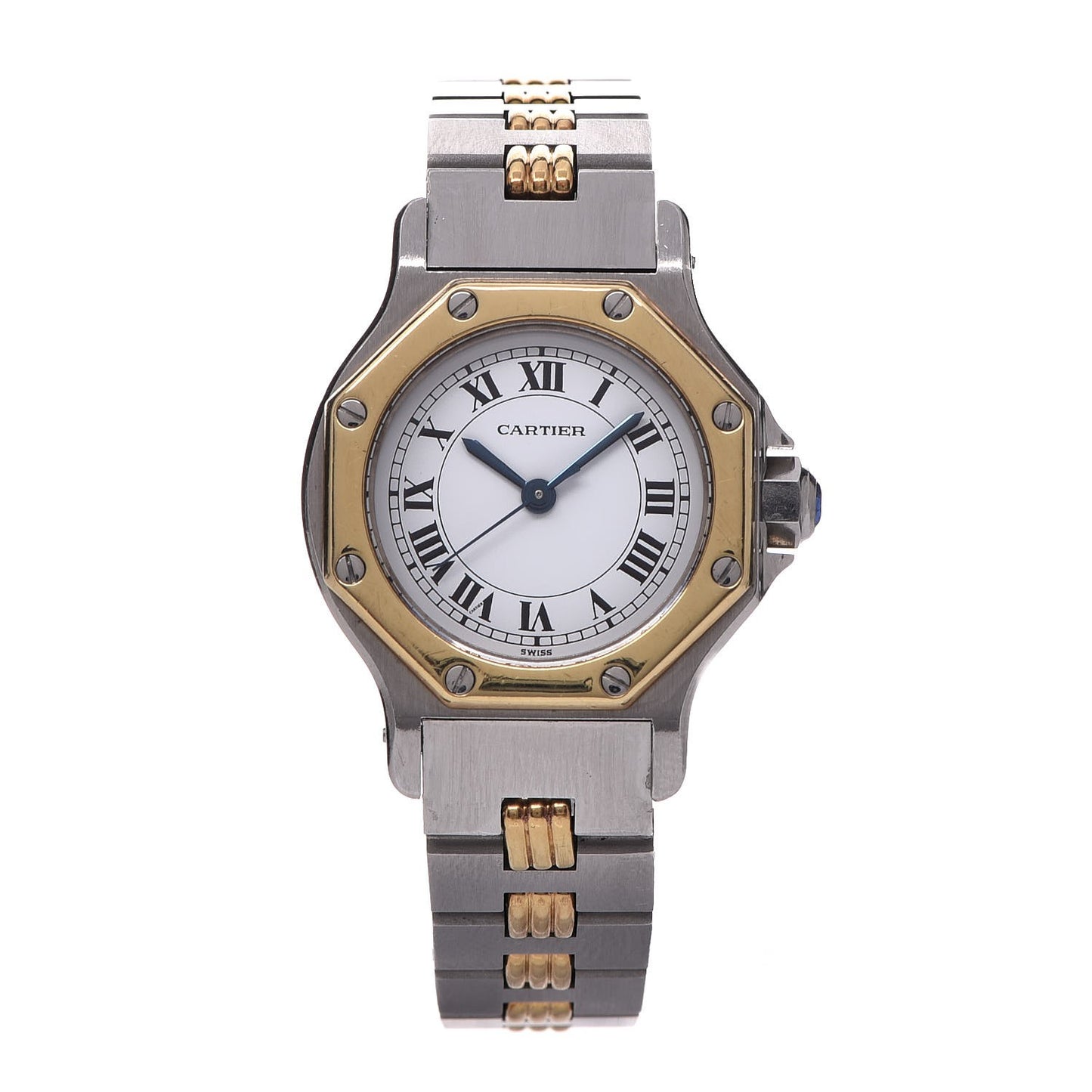 Stainless Steel 18K Yellow Gold 24mm Santos Octagon Automatic Watch