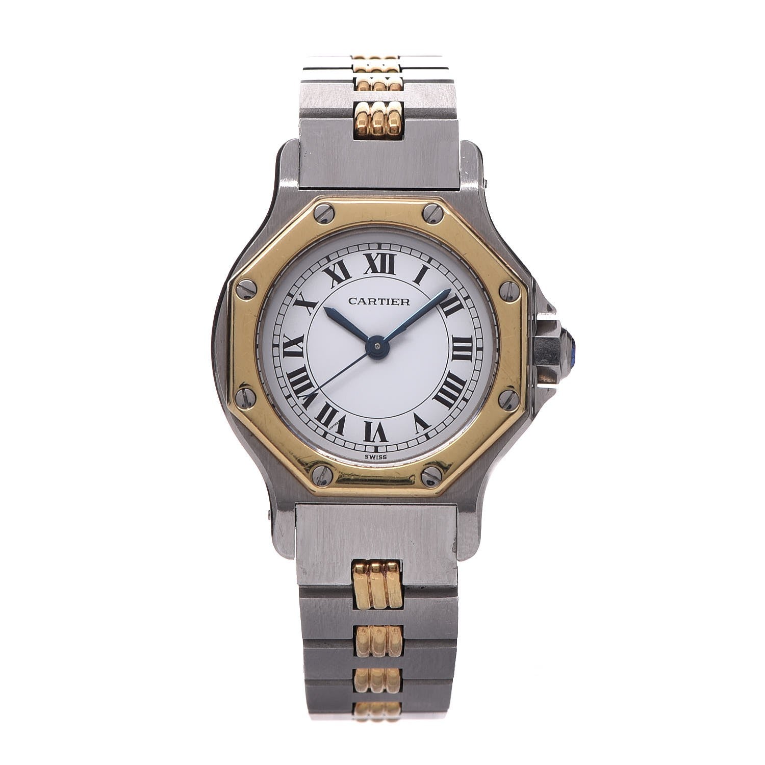 Cartier Stainless Steel 18K Yellow Gold 24mm Santos Octagon Automatic Watch 2 of 8