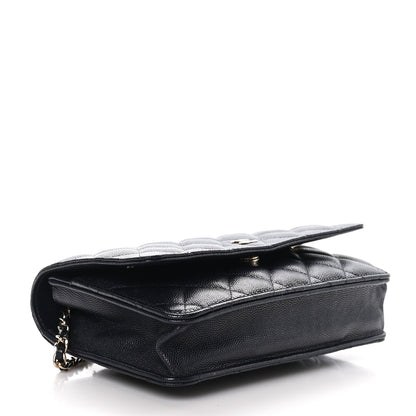 Chanel Caviar Quilted Wallet on Chain WOC Navy Blue 4 of 9