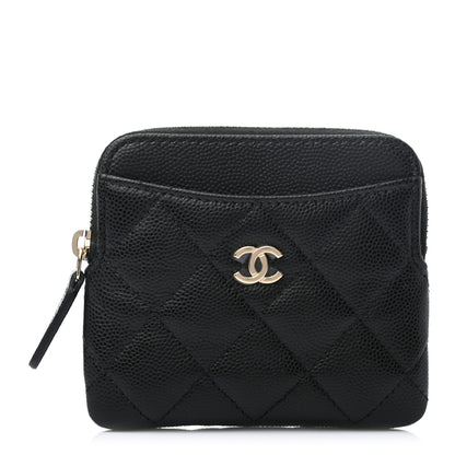 Chanel Caviar Quilted Zip Card Holder Wallet Black 1 of 7