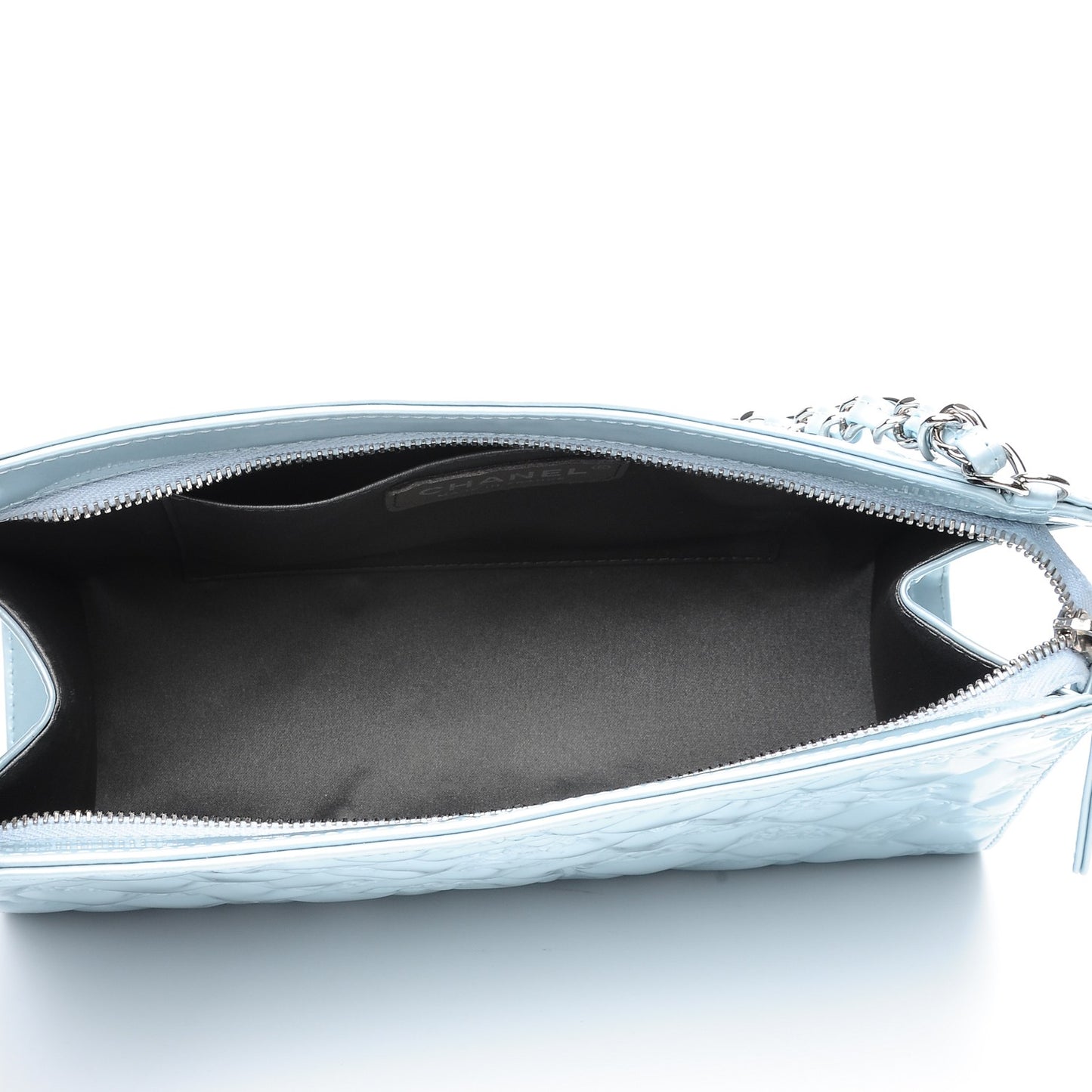 Patent Calfskin Lucky Symbols Pochette Light Blue