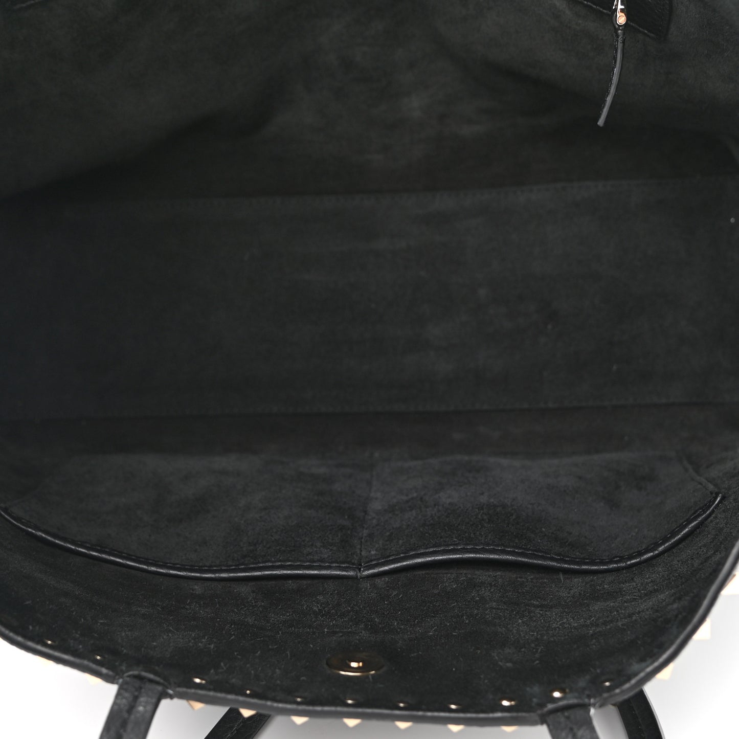 Grained Calfskin Rockstud Shoulder Tote Black