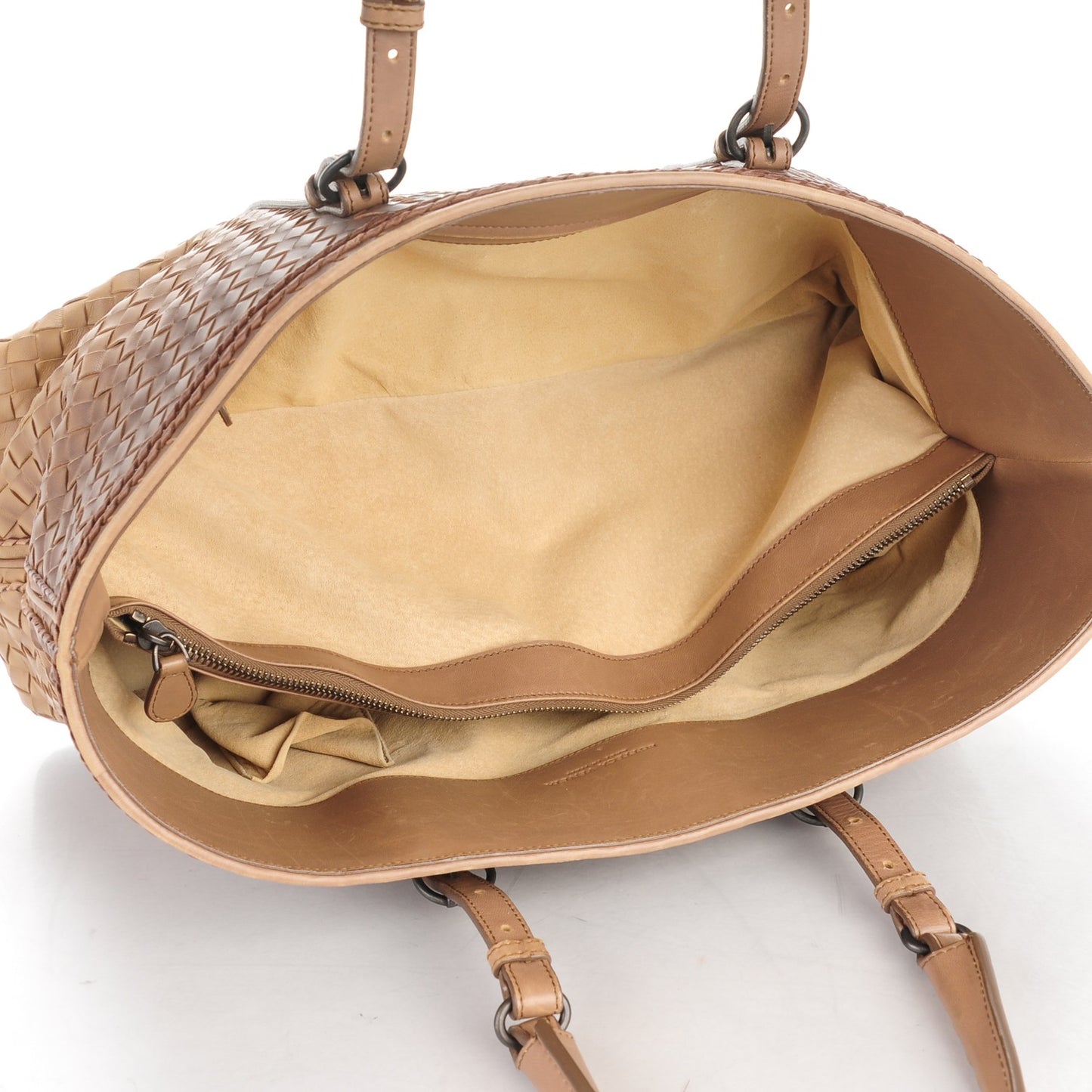 Nappa Intrecciato Large Ombre Tote Camel