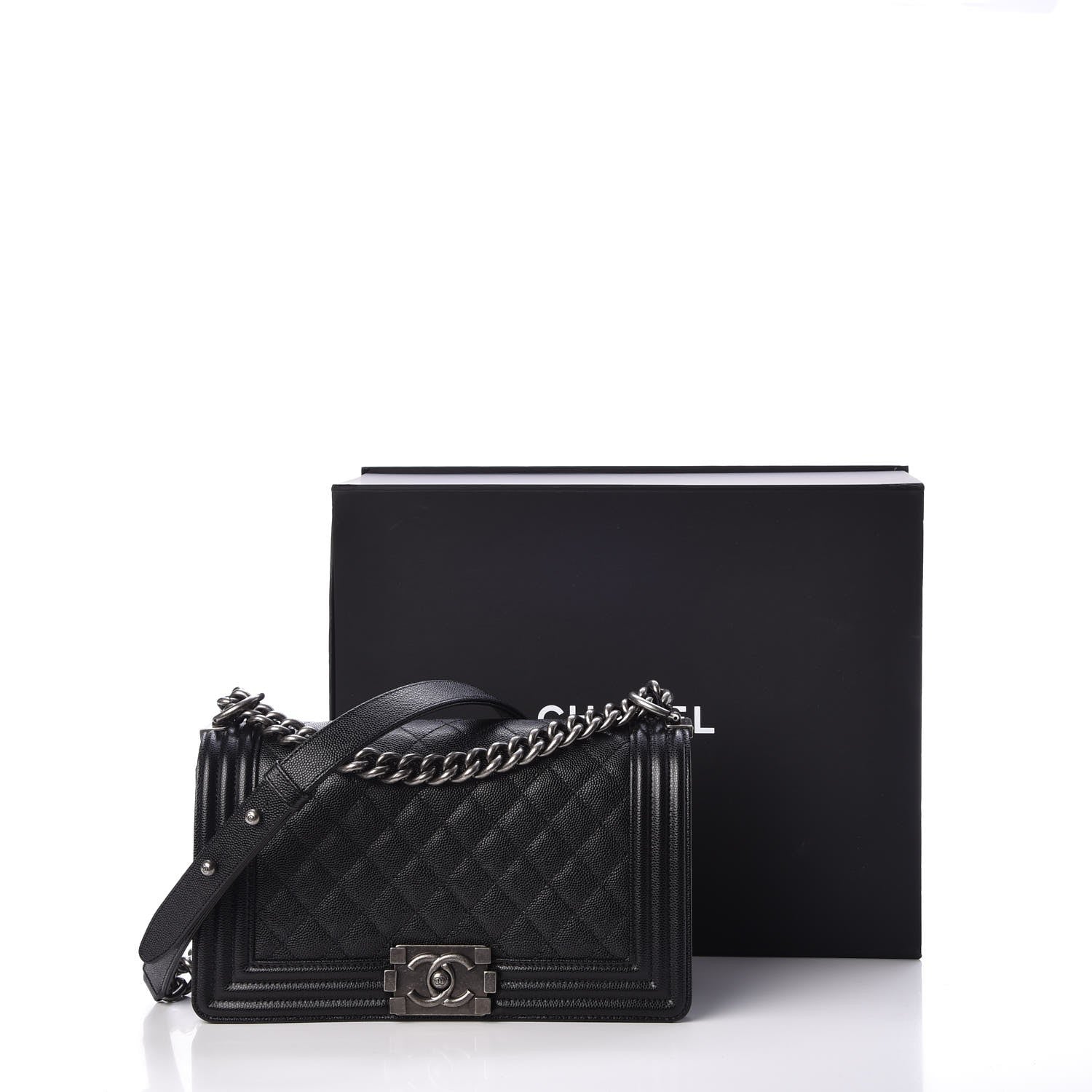 Chanel Caviar Quilted Medium Boy Flap Black 8 of 8