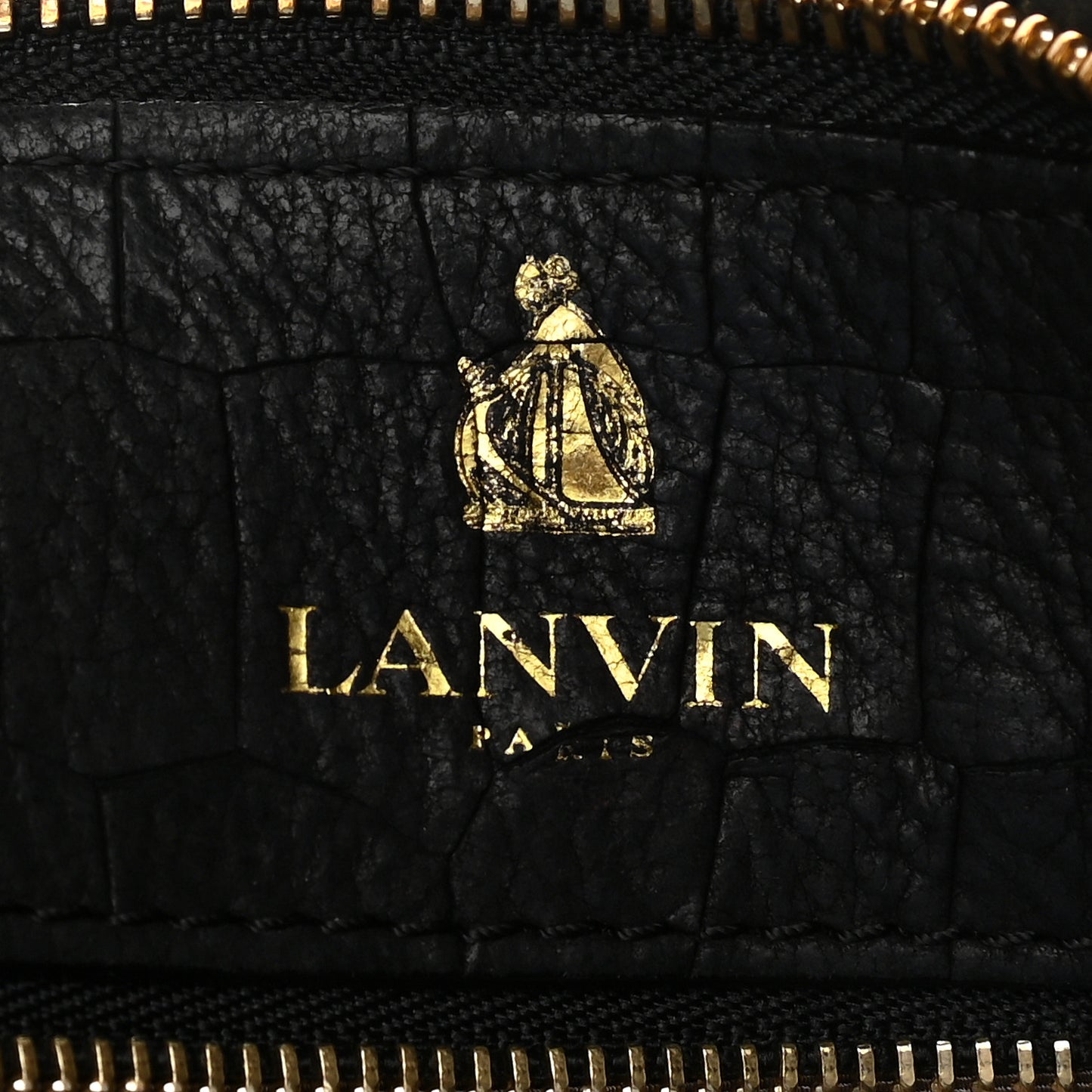 Crocodile Stamped Calfskin Trilogy Bowling Bag Black