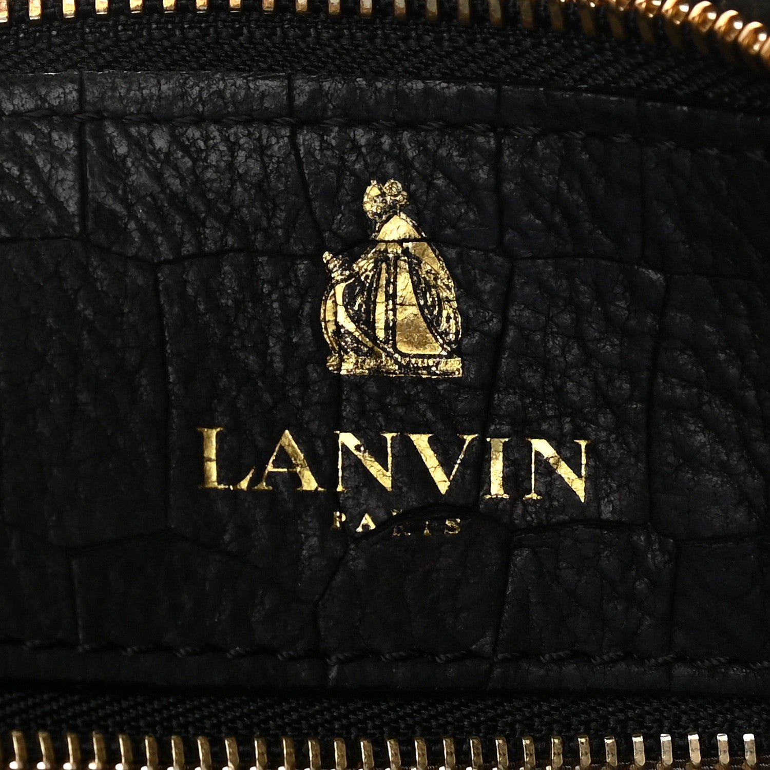 Lanvin Crocodile Stamped Calfskin Trilogy Bowling Bag Black 6 of 12
