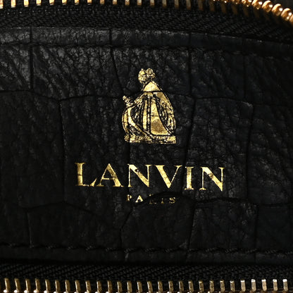Lanvin Crocodile Stamped Calfskin Trilogy Bowling Bag Black 6 of 12