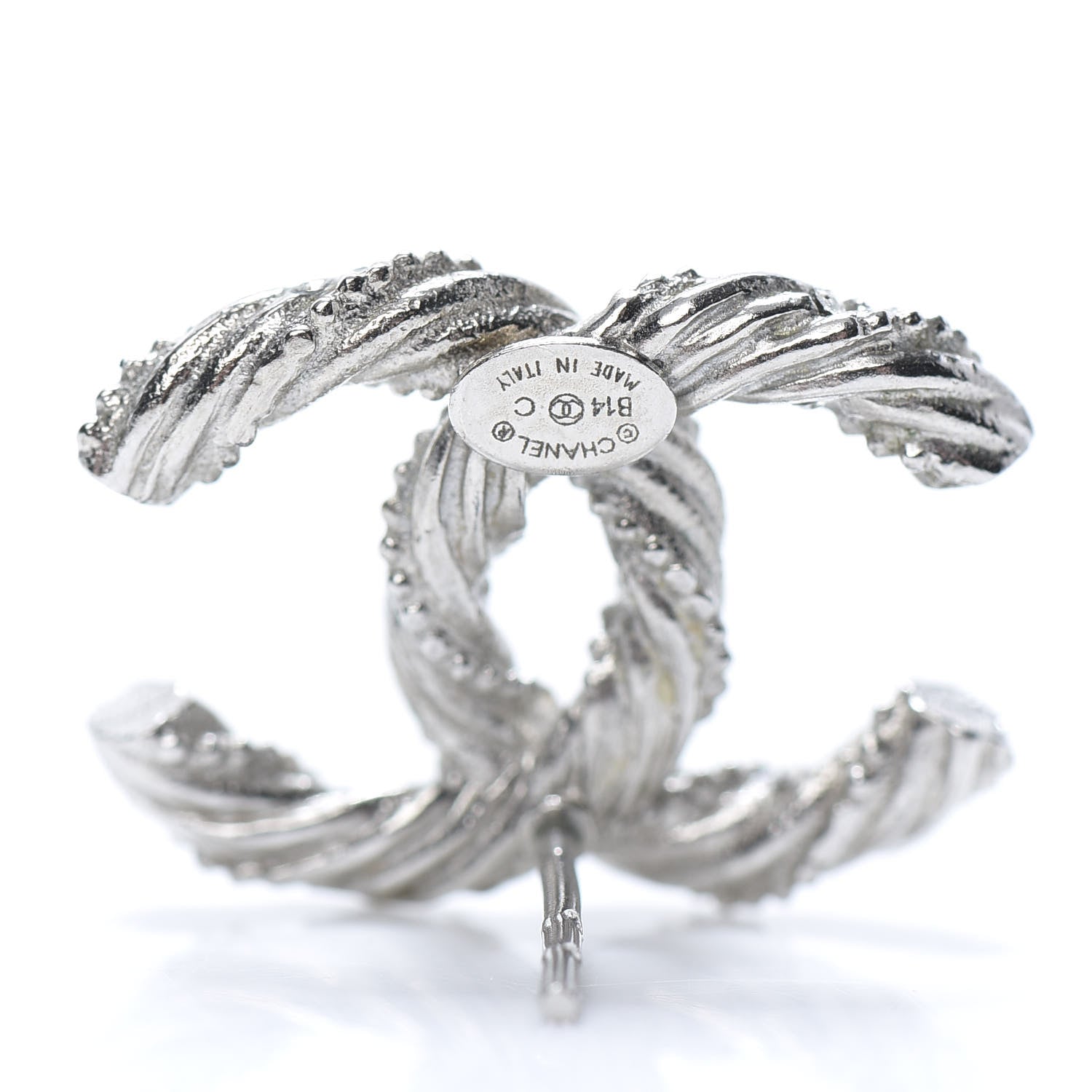 Chanel Crystal CC Twisted Earrings Silver 4 of 5