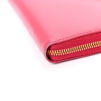 Prada Saffiano Triangle Zip Around Wallet Peonia 9 of 10