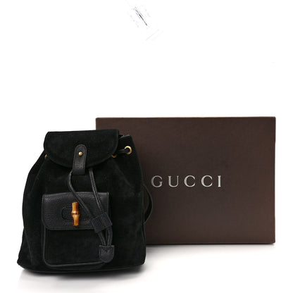 Gucci Calfskin Suede Bamboo Mini Backpack Black 12 of 12