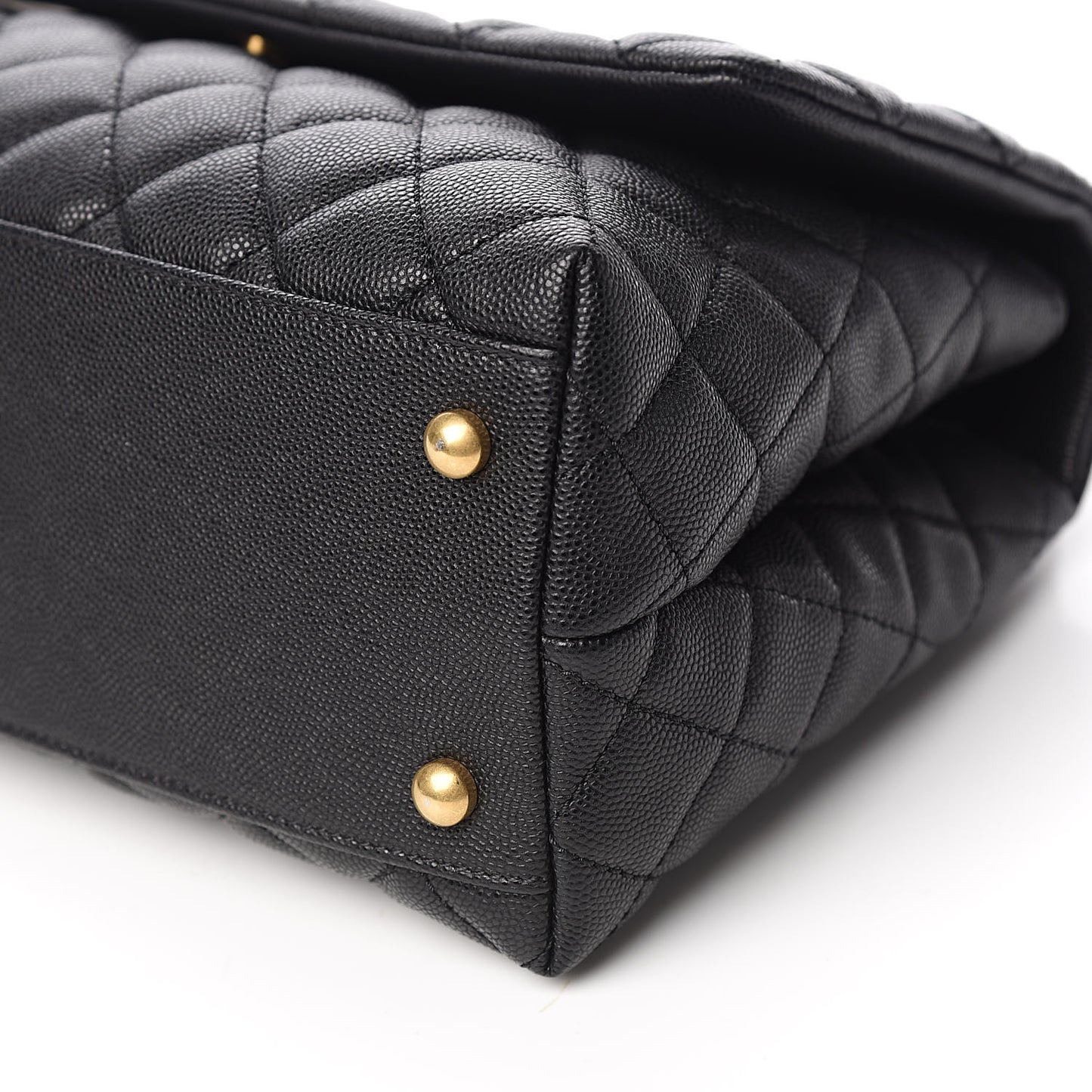 Caviar Lizard Embossed Quilted Small Coco Handle Flap Black