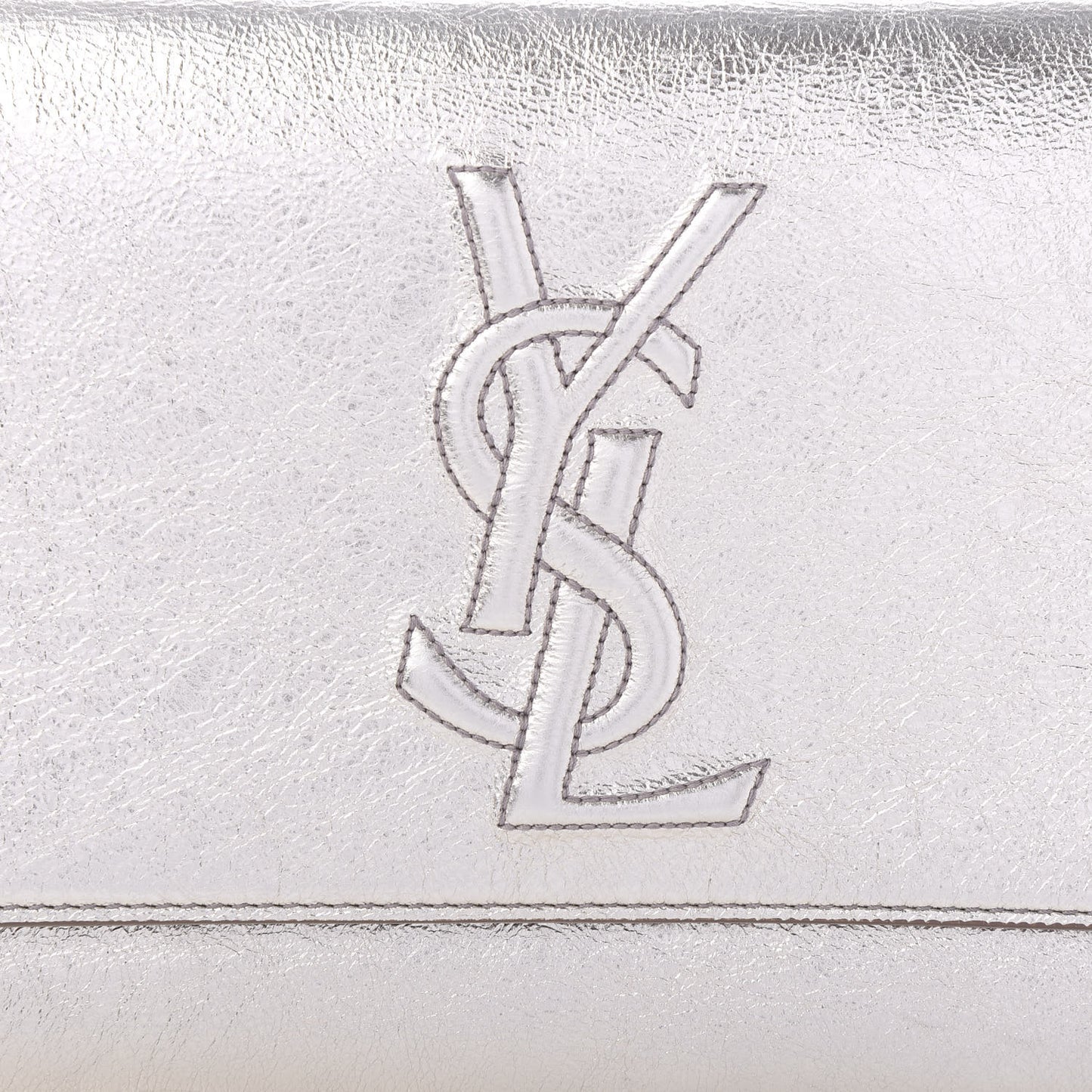 Metallic Calfskin Monogram Large Belle De Jour Clutch Silver