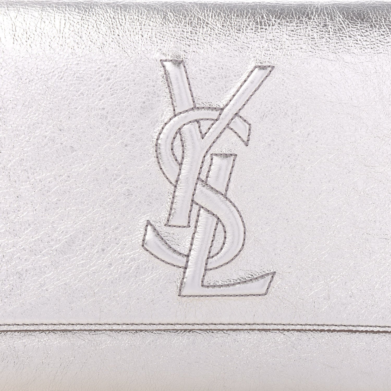 Saint Laurent Metallic Calfskin Monogram Large Belle De Jour Clutch Silver 9 of 9