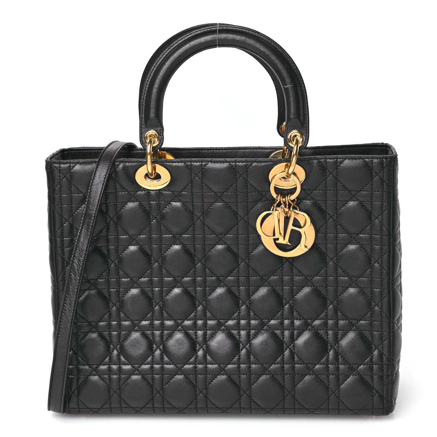 Christian Dior Lambskin Cannage Large Lady Dior Black 1 of 10