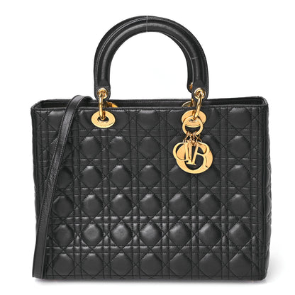 Christian Dior Lambskin Cannage Large Lady Dior Black 1 of 10
