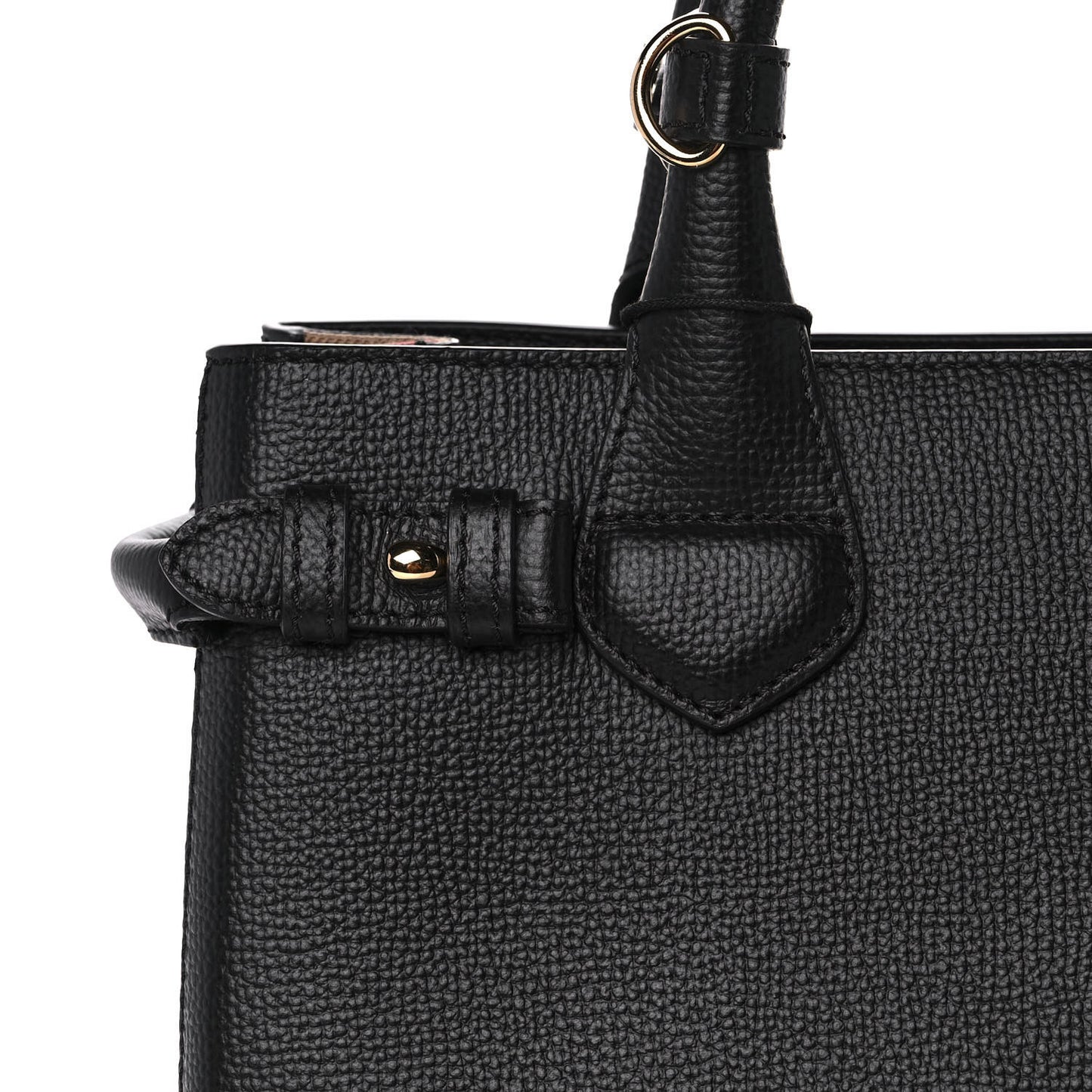 Grainy Calfskin House Check Small Banner Tote Black