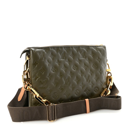 Louis Vuitton Lambskin Embossed Monogram Coussin MM Khaki 3 of 9