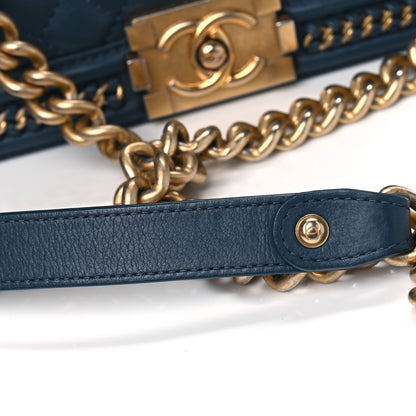 Chanel Calfskin Quilted Medium Top Handle Boy Flap Blue 13 of 13